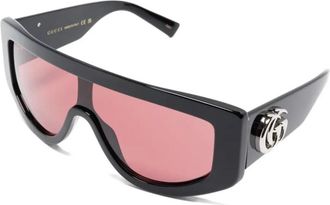 Gucci Accessoires, Dames, Zwart, ONE Size, Nylon, Rechthoekige Zonnebril