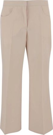Jil Sander Wollen broek - Dames - Wijde Broeken - Beige - M - Wol - Broeken