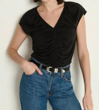 Nation Ltd Dona V-Neck Top In Jet Black