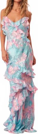 LoveShackFancy Pastel Ruffle Maxi Dress In Blue