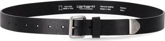 Carhartt Work in Progress Gestanst Logo Leren Riem Gun Metal - Heren - Riemen - Zwart - S - Leer - Accessoires