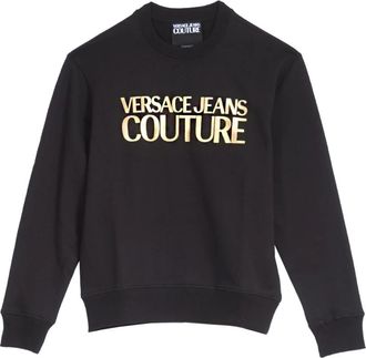 Versace Jeans Couture Logo Katoenen Sweatshirt - Heren - Sweatshirts - Zwart - XL - Katoen - Hoodies & sweatvesten