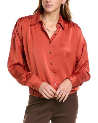 Ramy sold brook Sofie Long Sleeve Stretch Silk Blouse L