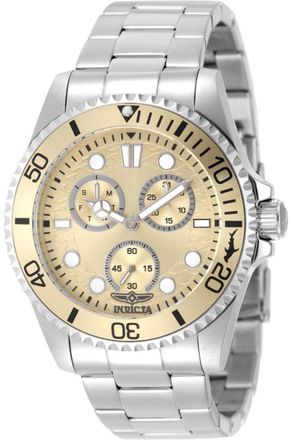 Invicta Pro Diver 51138 Herenhorloge - Quartz Uurwerk - Roestvrij Staal met Beige Wijzerplaat - 43 mm