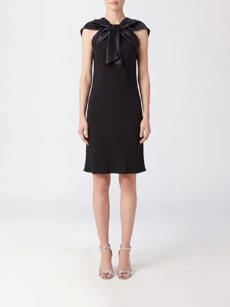 Alberta Ferretti Abito midi a tubino in raso con scollo a barca e spalle scoperte