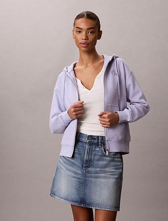 Calvin Klein Hoodie met monogram en rits van badstofkatoen