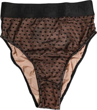 Dolce & Gabbana Womens Black Beige Polka Dot Butterfly Brief Underwear Dots Nylon Elastane Clothing