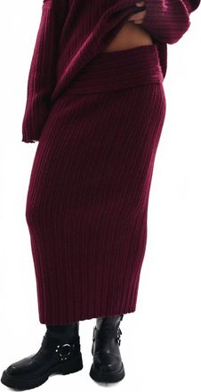 Le Lis Blanc Deux Rhyka Sweater Maxi Skirt In Burgundy