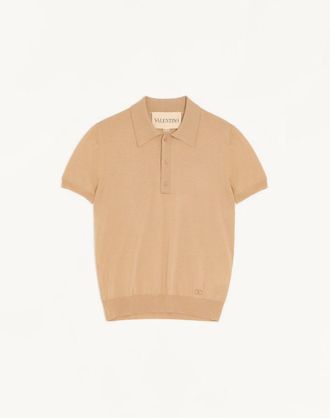Valentino Polo Valentino in lana con ricamo VLogo Uomo BEIGE 3XL