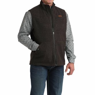 Cinch Mens Western Full Zip Vest In Brown