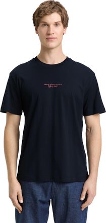 Tom Tailor Denim T-Shirt TOM TAILOR DENIM, Herren, Gr. XXL, sky captain blau, Single Jersey, Obermaterial: 100% Baumwolle, bedruckt, relaxed fit normal, Rundhals, gera