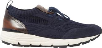 Scarosso Robbie Blue Gebreide Sneakers - Heren - Sneakers - Blauw - 42 1/2 EU - Leer - Schoenen
