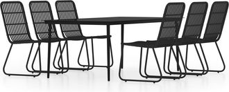 vidaXL Juego De Comedor De Jard&iacute;n 7 Piezas Negro Vidaxl