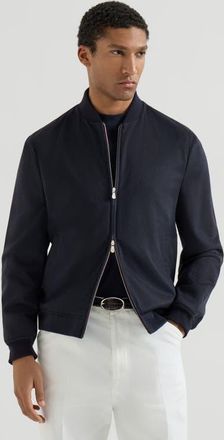 Brunello Cucinelli Lightweight cashmere flannel bomber jacket in Navy Blue at Nordstrom, Size 48 It