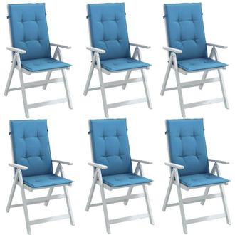 vidaXL Vidaxl - Cuscini Sedia Schiena Alta 6 Blu M&eacute;lange 120x50x4 Tessuto