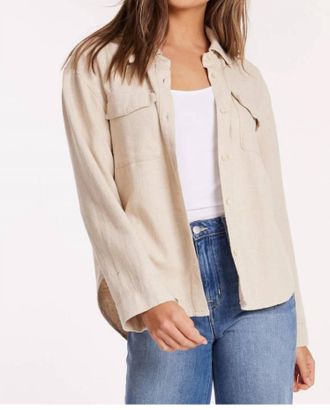 Mod-o-doc Roll Up Sleeveless Shacket In Cream