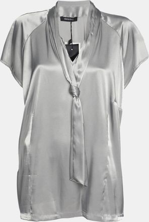 Elena Miro Grey Stretch Satin Neck Tie Tops