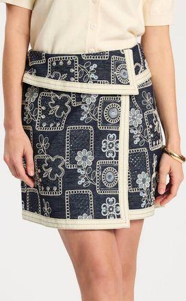 Tyler B&ouml;e Zoey Embroidered Skirt In Dark Denim