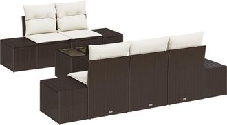 vidaXL Garden Sofa Set 6 pcs Brown Poly rattan Vidaxl