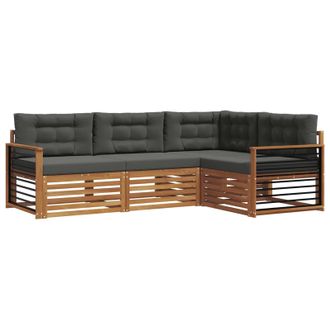 vidaXL Conjunto De Sof&aacute;s De Exterior 4 Pcs Natural Y Antracita Vidaxl