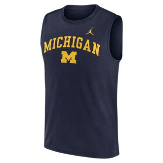 Nike Jordan Michigan Primetime Arch Legend Jordan Mens Dri-FIT College Muscle Tank Top in Blue | 0JB341SMWN-G1M