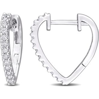 Delmar Lab-Created Moissanite Huggie Hoop Earrings in Silver/White at Nordstrom Rack
