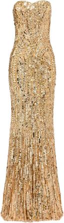 Jenny Packham Strapless Euphoria jurk verfraaid met pailletten - Goud