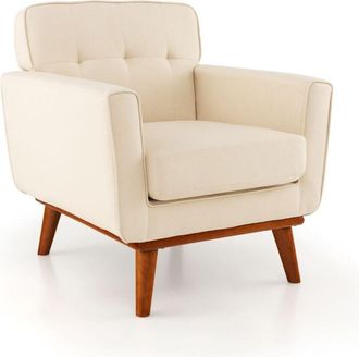 Costway Modern Accent Chair Upholstered Linen Fabric Armchair