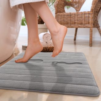 Paco Home Badematte »Corby 252, Memory-Schaum Effekt« Höhe 13 mm rutschhemmend beschichtet fussbodenheizungsgeeignet Badteppich, Uni Farben, gestreift, Hoch-Tie