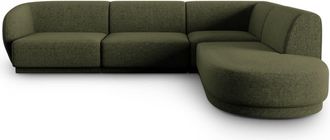CXL by Christian Lacroix Sofá esquinero derecho 5 plazas de tejido chenilla verde jaspeado