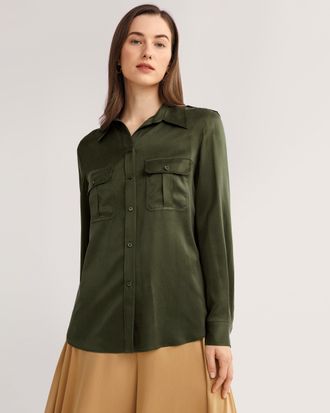 LilySilk Sandwashed Silk Shirt With Epaulettes for Women
