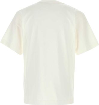 Burberry Mens Logo-Embroidered Cotton T-Shirt White