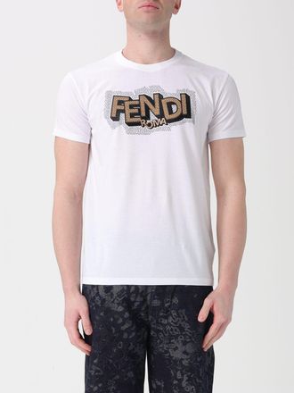 Fendi T-shirt slim in cotone Fendi con strass