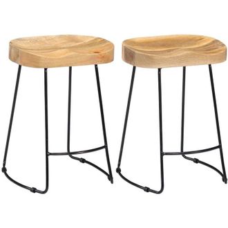 vidaXL Taburetes De Cocina Gavin 2 Unidades Madera Maciza De Mango Vidaxl