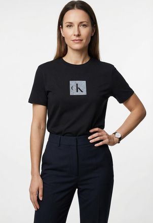 Calvin Klein Jeans T-Shirt CALVIN KLEIN JEANS CLASSIC FIT MONOGRAM TEE, Damen, Gr. XXL (46), schwarz, Web, Obermaterial: 100% Baumwolle, unifarben, klassisch normal, Run