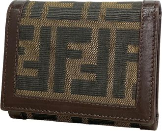 Fendi Brown Nylon Canvas Wallet (Tri-Fold) (Pre-Owned)