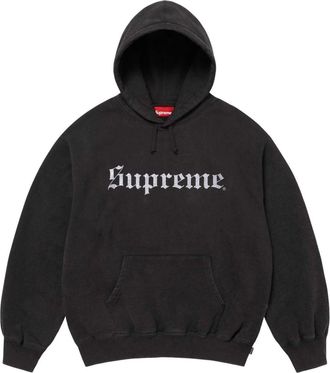 SUPREME FW25 Washed Old English Hooded Sweatshirt Black SUP-FW25-107-BLK