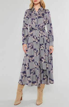 Current Air Collared Dress In Taupe Multi