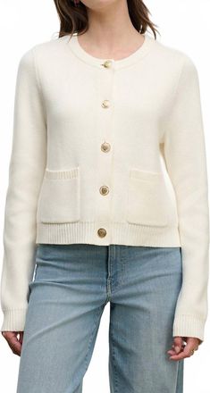 Velvet Mahal Cotton Cashmere Knit Jacket In Milk