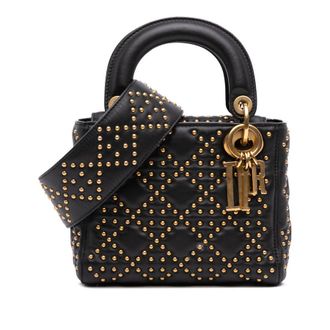 Dior Pre-owned Dior Mini Lambskin Cannage Studded Supple Lady Dior Ladies 04-MA-0118