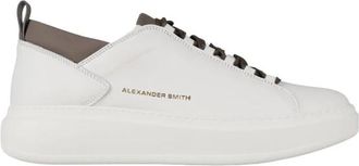 Alexander Smith Wembley Uomo Hoge frequentie in zacht wit leer met bruine details - Heren - Sneakers - Wit - 41 EU - Leer - Schoenen