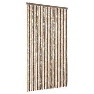 vidaXL Cortina Antimoscas Chenilla Marr&oacute;n Oscuro Y Beige 100x230 Cm Vidaxl