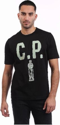C.P. Company Mens Mercerized 30/2 Jersey Twisted Logo T-Shirt - Black - Size: 38