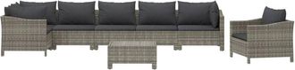 vidaXL Set De Muebles De Jard&iacute;n 8 Pzas Y Cojines Rat&aacute;n Sint&eacute;tico Gris Vidaxl
