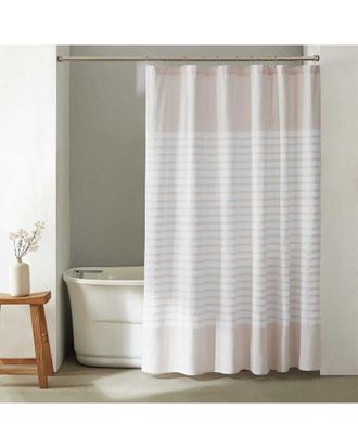 Calvin Klein Modern Stripe Cotton Blend Waffle Shower Curtain