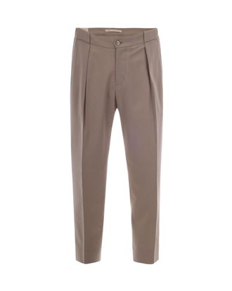 BRIGLIA 1949 Beige Chino Pants with Front Pleats and Elegant Details