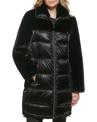 Karl Lagerfeld Karl Lagerfeld Mixed Media Puffer Coat