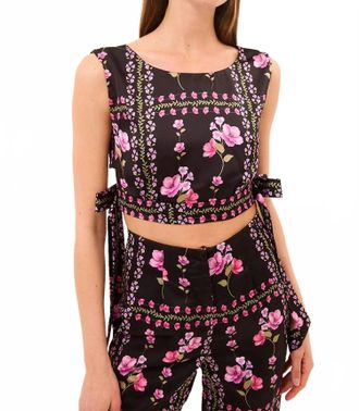 Misa Olena Top In Midnight Lattice Satin