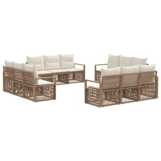 vidaXL Conjunto De Sof&aacute;s De Jard&iacute;n 12 Pcs Beige Rat&aacute;n Sint&eacute;tico Vidaxl