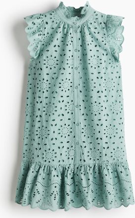 H&M Kleid mit Broderie Anglaise - Turquoise